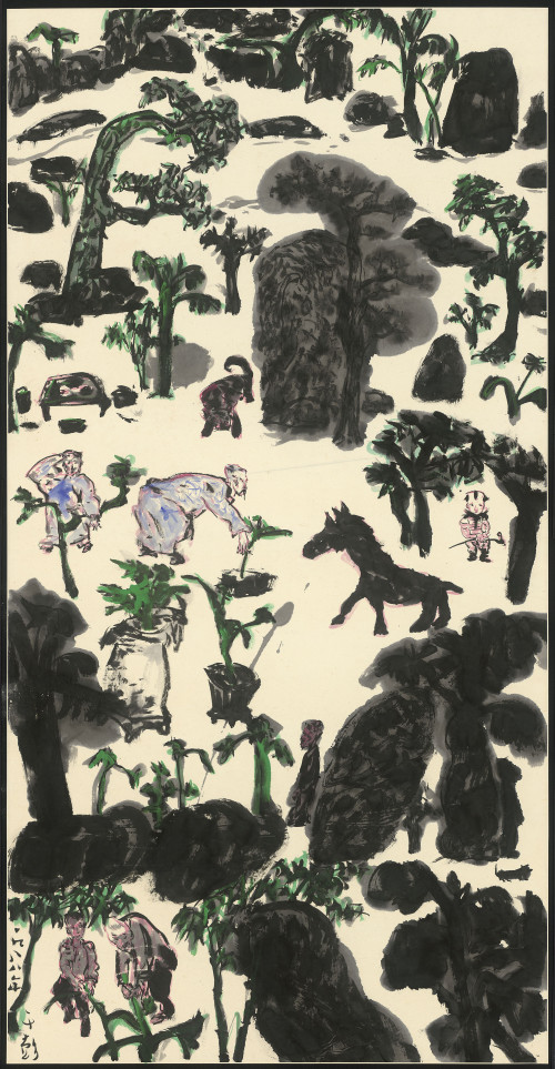 041_人物・樹石・怪獸,134.6x68.9cm(10.3才), 1988