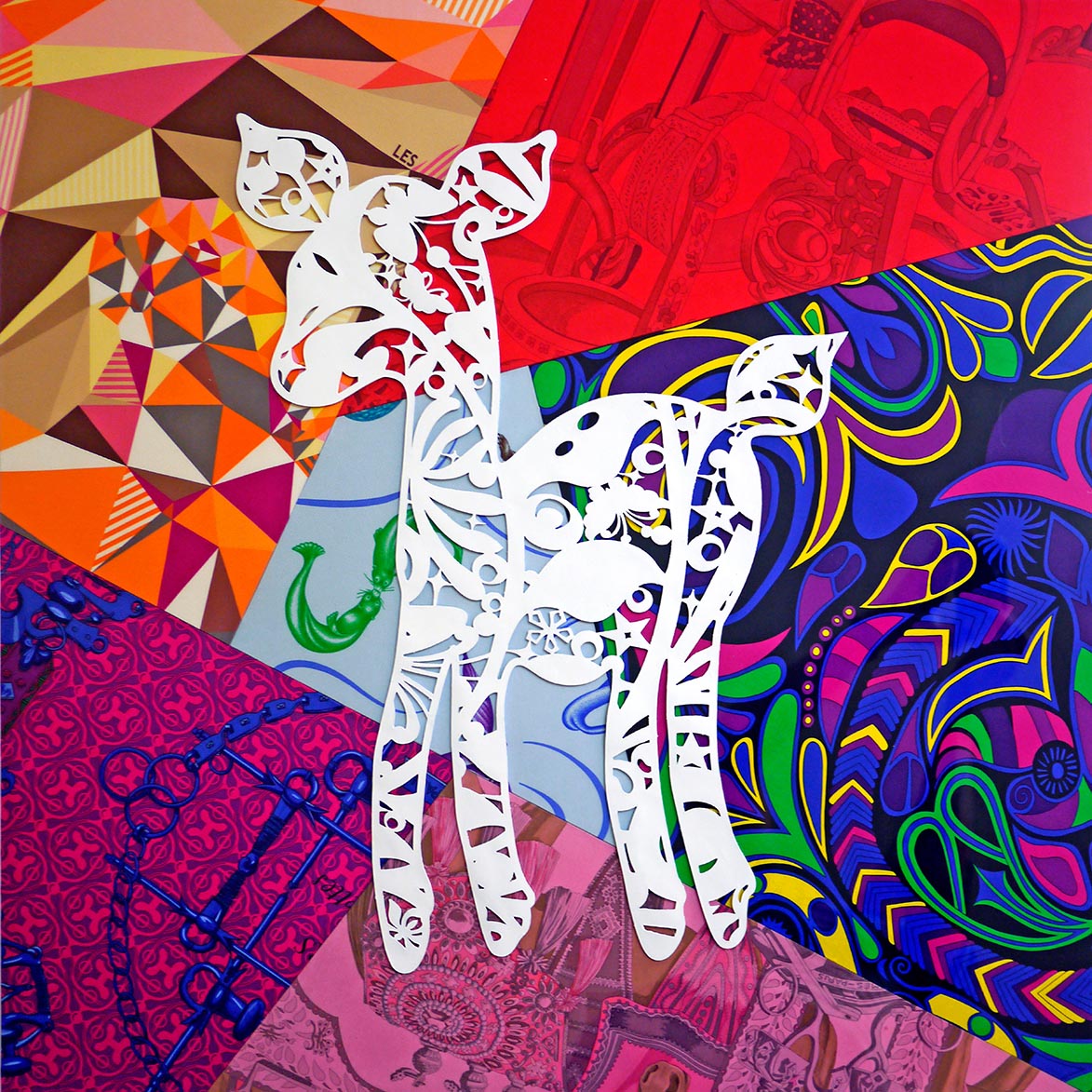 PAPER-CUT – Jam Deer Scarves, leather 70x70cm