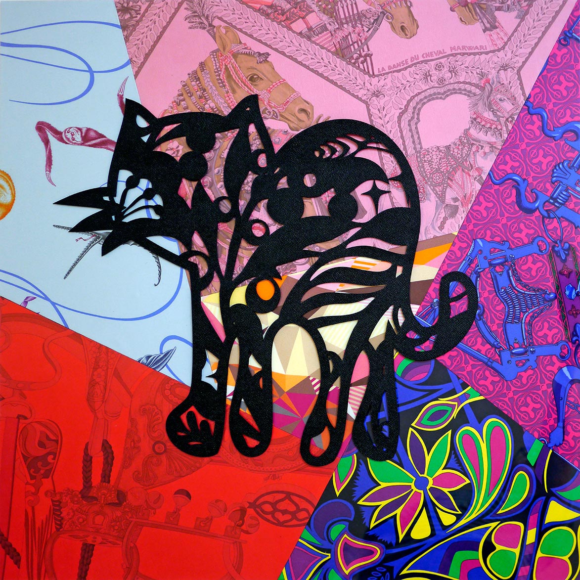 PAPER-CUT – Jam Cat Scarves, leather 70x70cm
