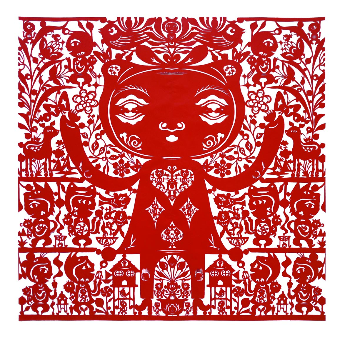 Profile of the Kingdom of Dreams Thin and Tough Red Silk Fabric 120x120cm
