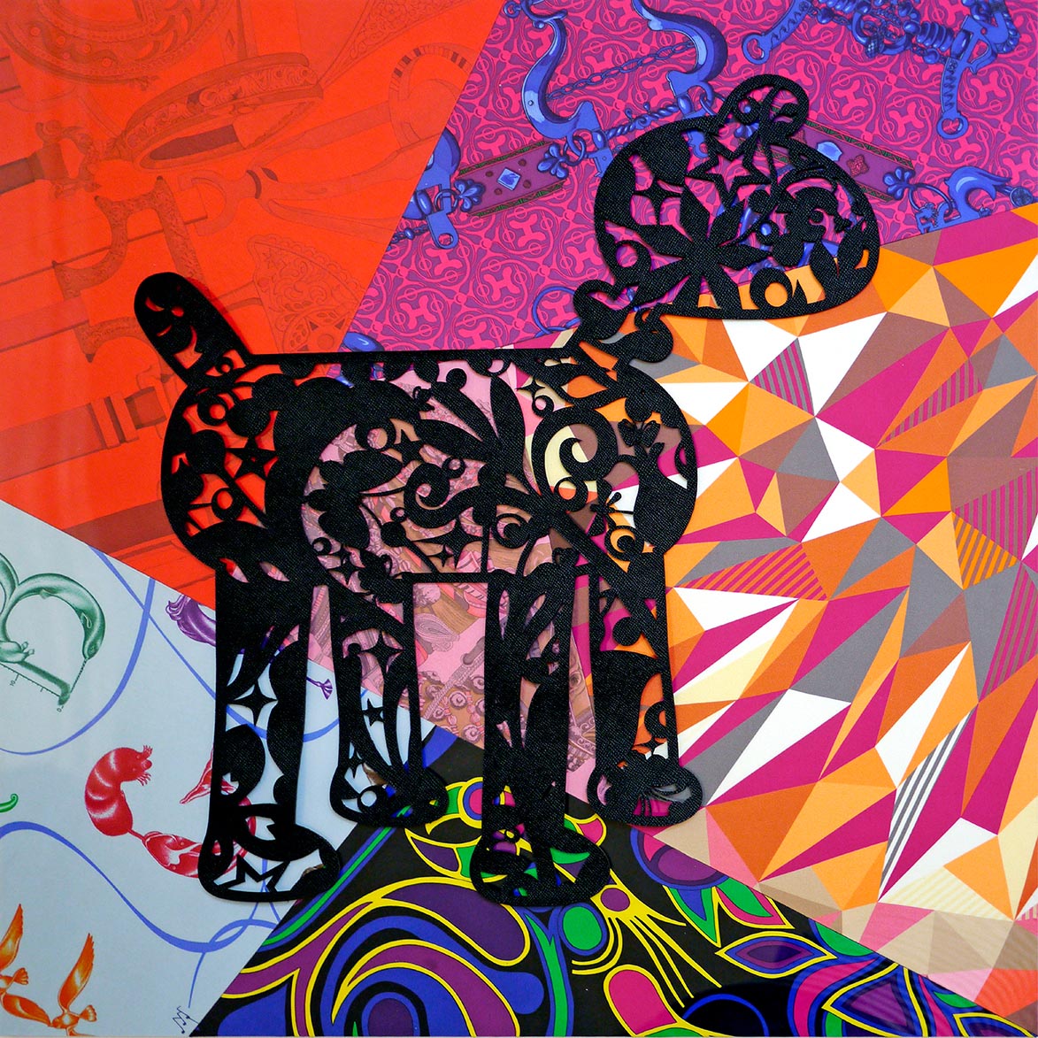 PAPER-CUT – Petit h Dog Scarves, leather 70x70cm