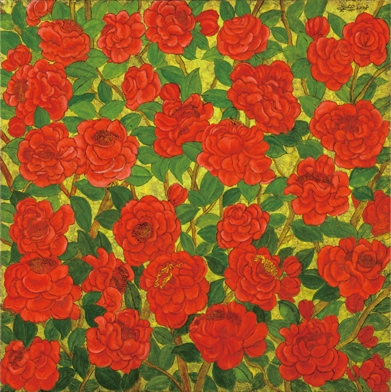 Red Flowers Oil on linen 81x81cm
