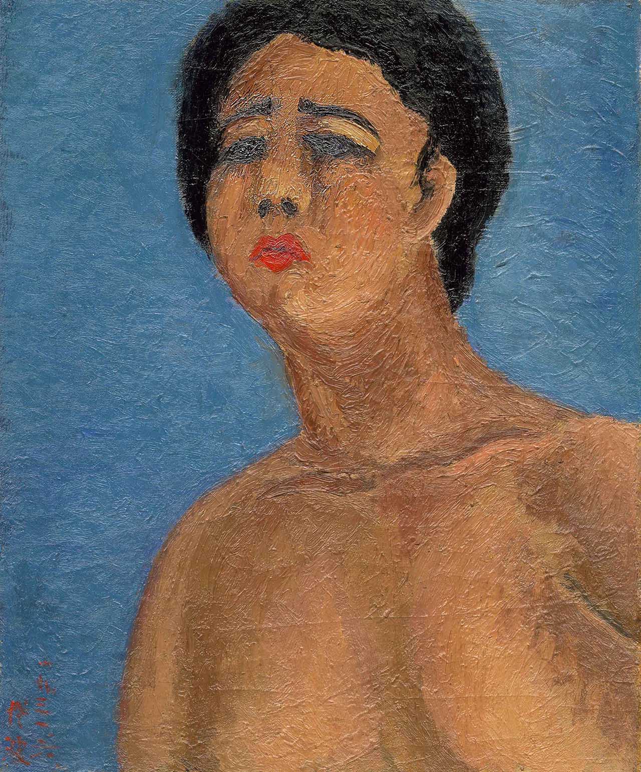 A Pouting Nude Oil on canvas 45.5x37.8cm(8F)