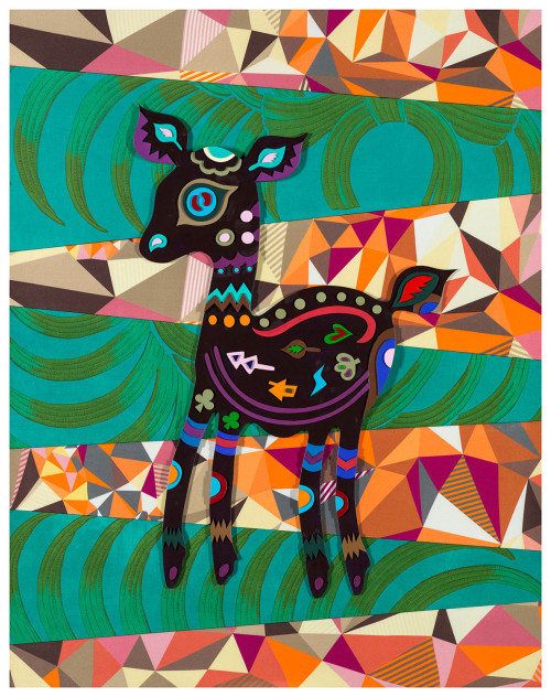 PAPER-CUT – Dear Deer Scarves, leather 82×65cm