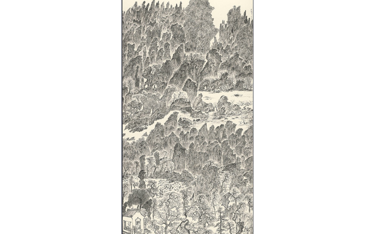 Yu Peng, Landscapes Series in 2001-2, Ink on paper, 179.1x94.1cm(18.7才), 2001