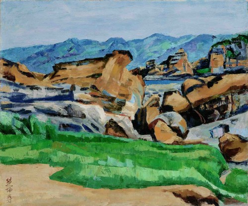 CHEN Houei-Kuen
Jinshan Mountain Peaks
1987
Oil on canvas 
50.3×60.5cm
67.2×77.5cm (with frame)

 