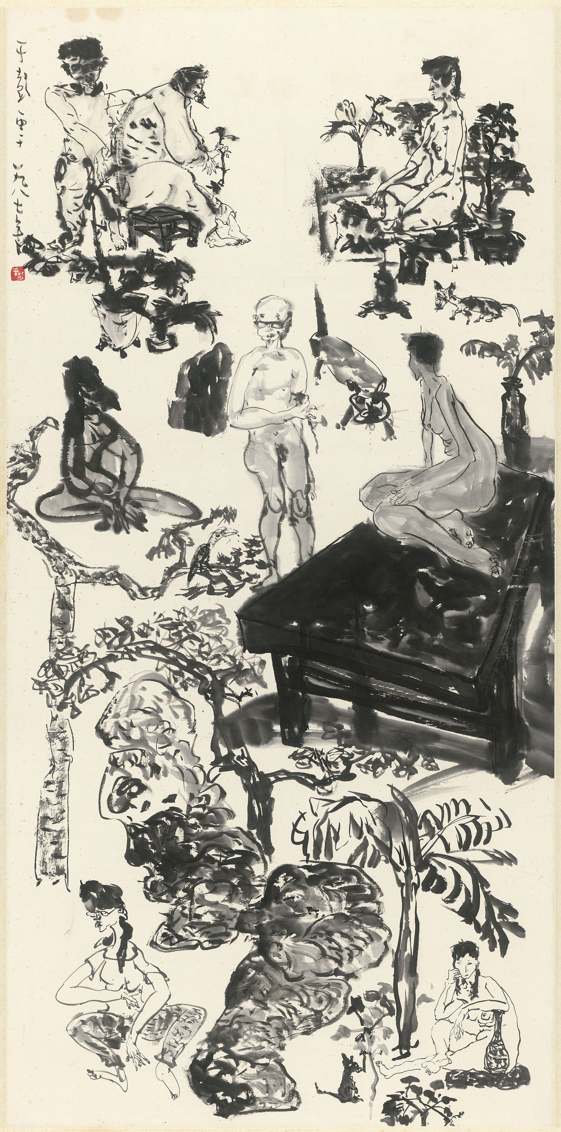 016_春天的畫, 水墨、紙本,131.4x64.3cm(9.4才), 1987