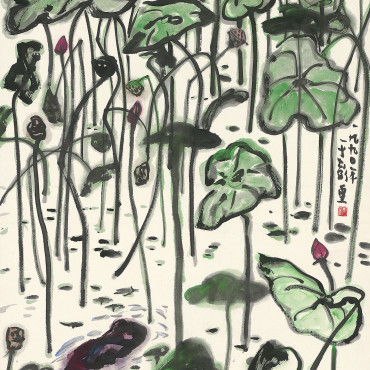 068_亭亭玉立, 彩墨、紙本, 136.9x68.7cm(10.5才), 1990