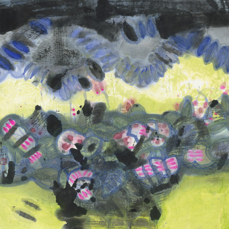 李重重_春天給我一個抱抱_2009_水墨設色、紙本_68×69cm（5.2才）