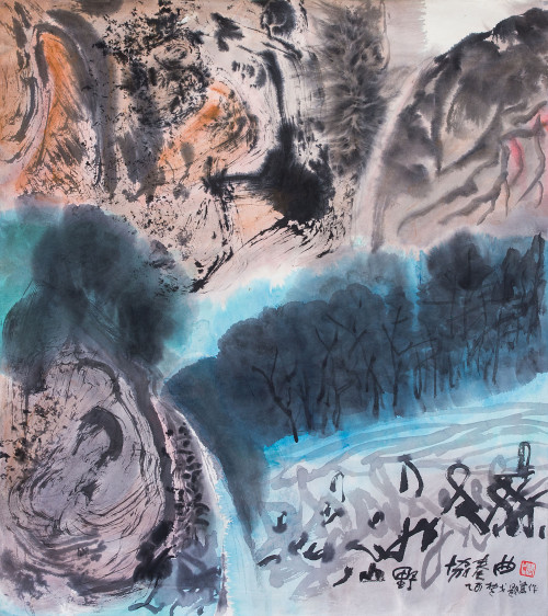 楚戈
山野協奏曲
2005
水墨、紙本
68×77cm (5.8才)
97×106×6cm (含框)

 