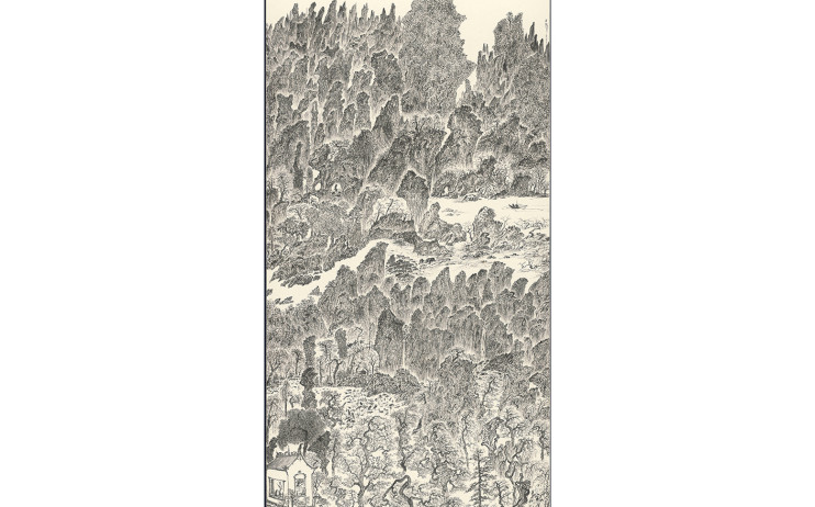 于彭, 辛已年山水聯作 -2, 水墨、紙本,  179.1x94.1cm(18.7才), 2001