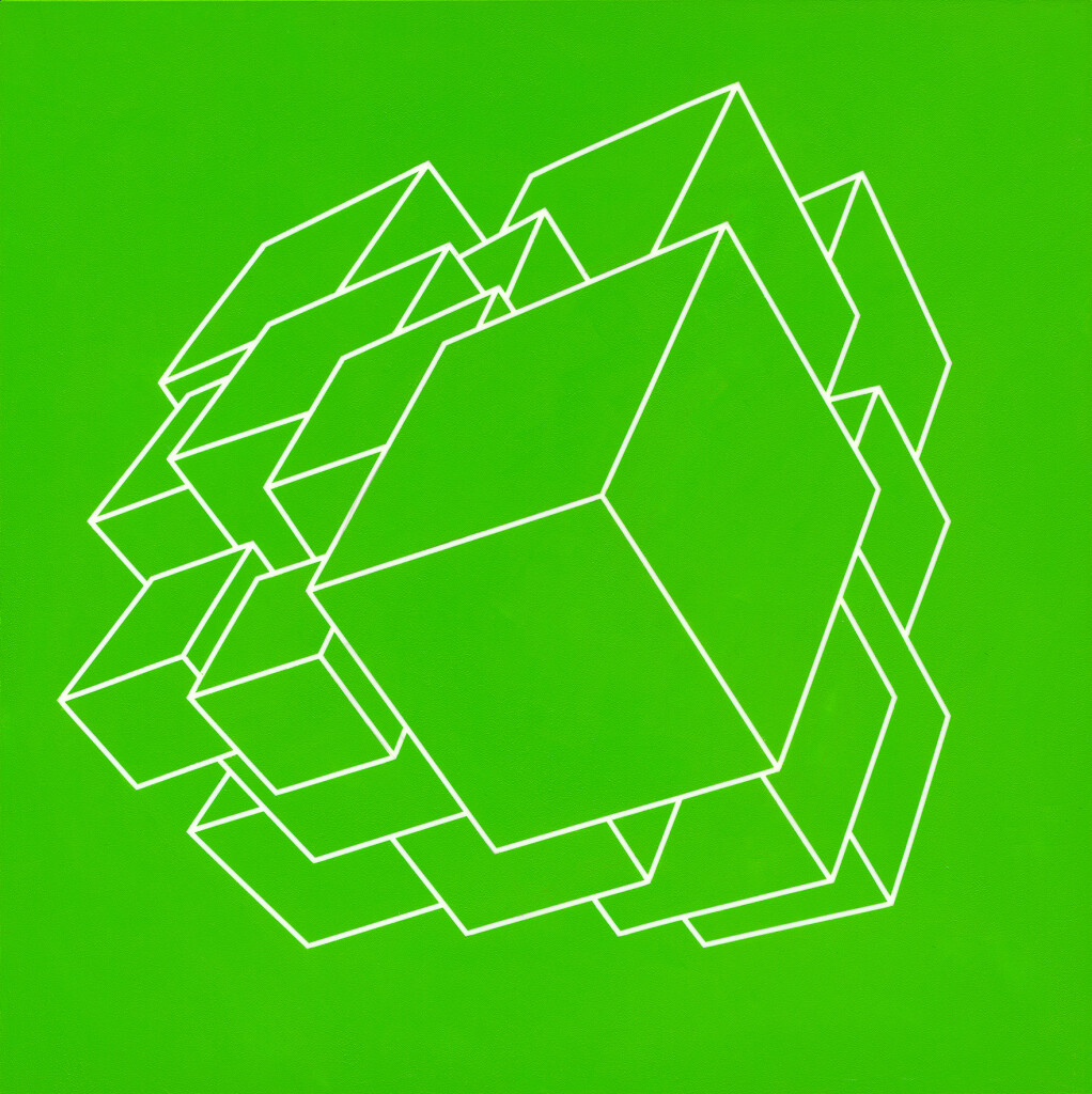 具俊曄_Green Cubes_2022_壓克力顏料、壓克力板、畫布_100×100cm