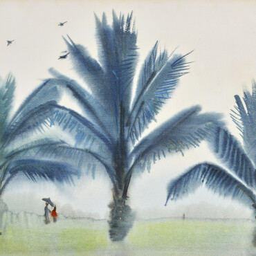 席德進_Rainy Day in Jia-Nan_1973_水彩、紙本_56×75cm