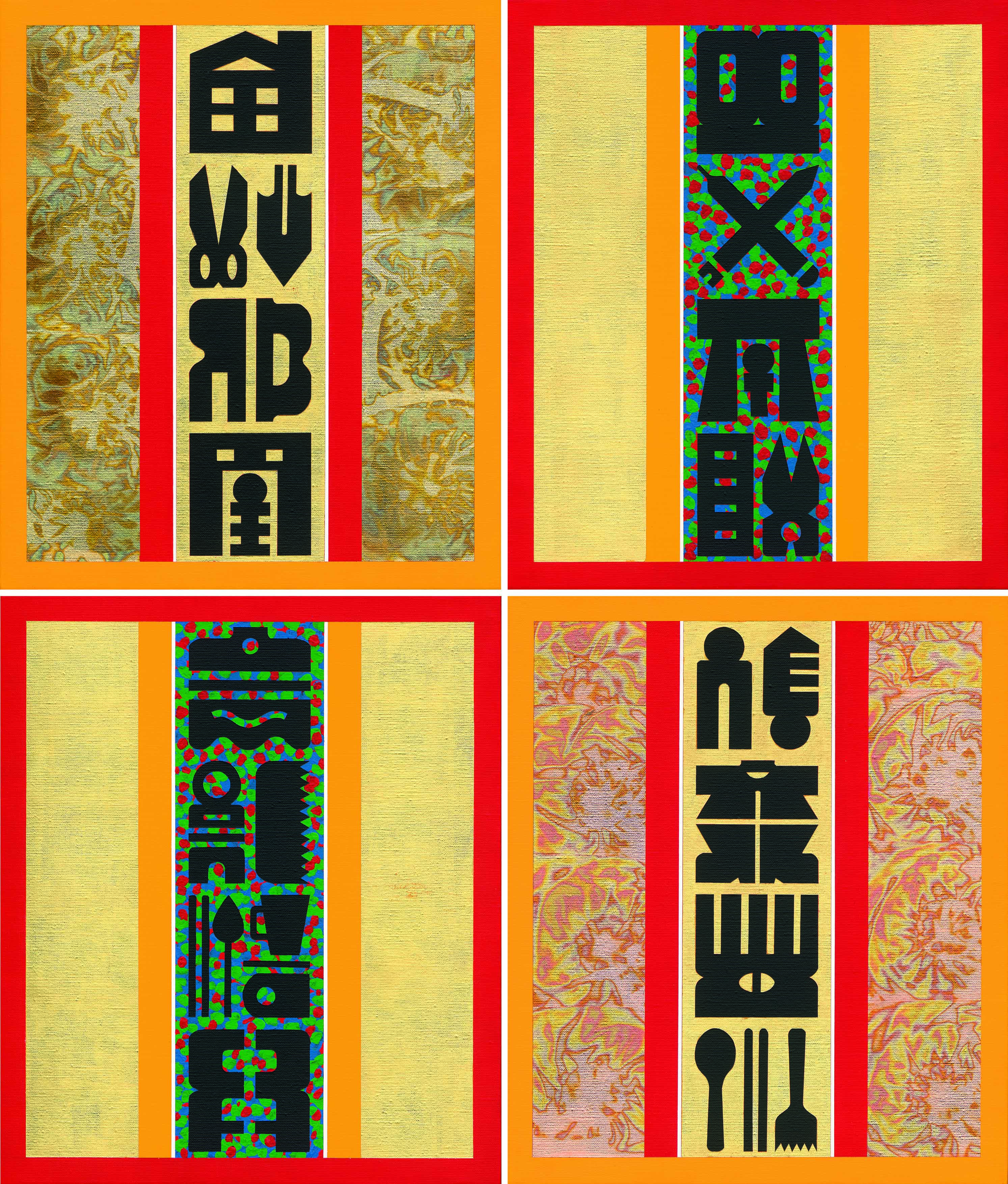 廖修平_四個門 （六）_2018_壓克力、金箔、畫布_106×91cm_小