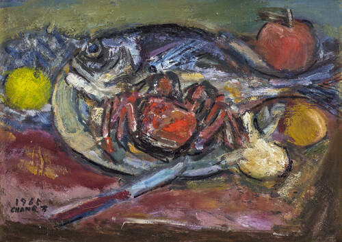 張萬傳_魚與蟹_1965_油彩畫布_33×24cm(4F)_小