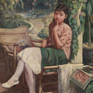 李梅樹_小憩之女_1935_油彩畫布_100F_小
