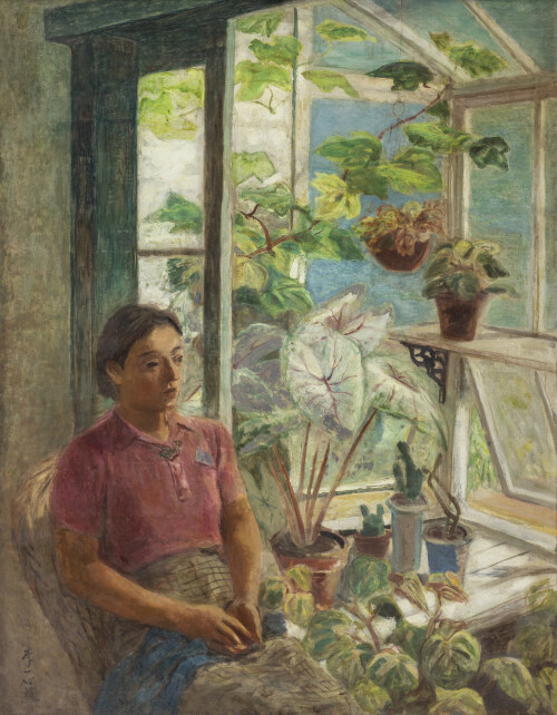 李石樵_溫室_1940_油彩畫布_145.5×112cm (80F)_小