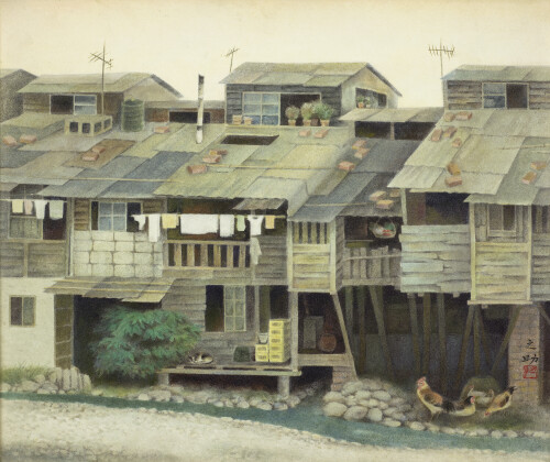 林之助_柳川陋屋_1989_膠彩紙本_38×45.5cm (8F)_小