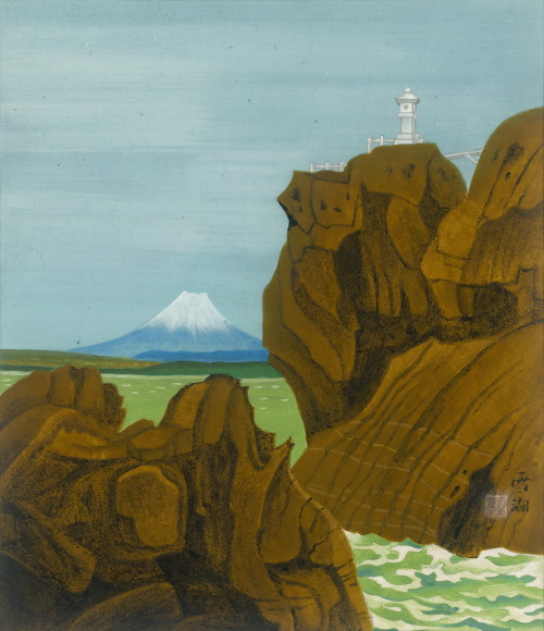 郭雪湖_海邊岩(江之島)_1968_膠彩、紙_52×44.5cm_小