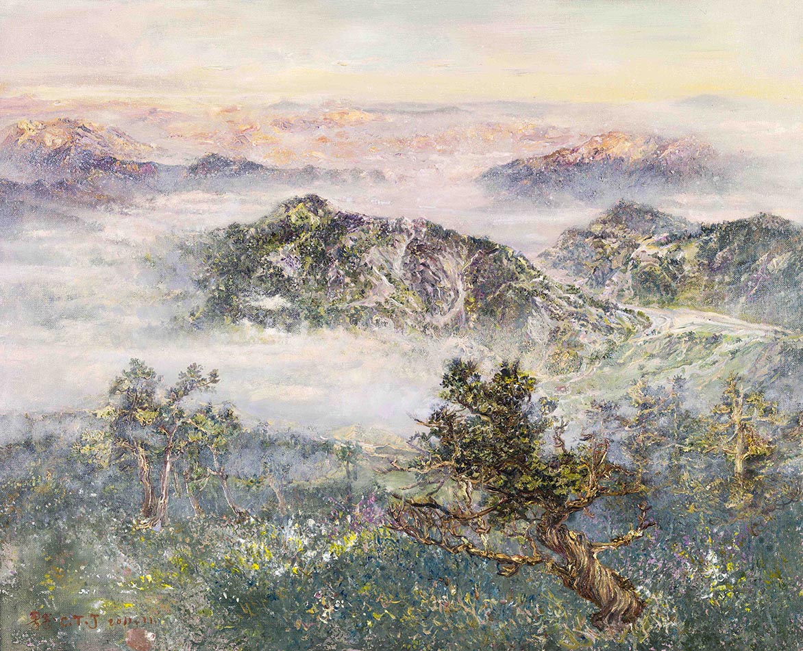 浮烟翠且重(合欢山)2011 压克力、油彩、麻布 53.3x65.7cm