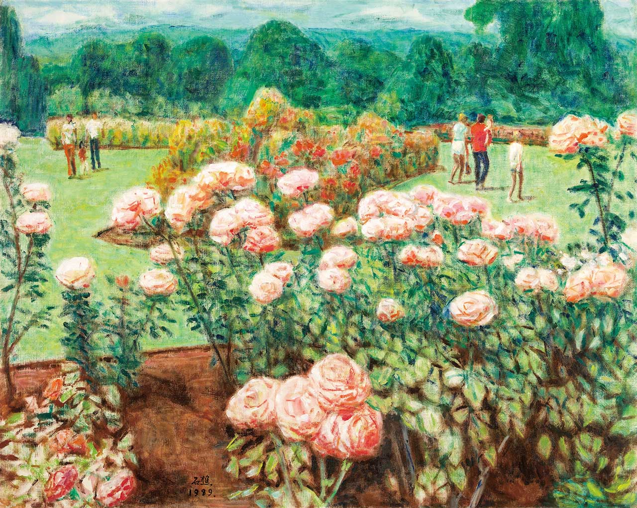 玫瑰花园 油彩画布 30F