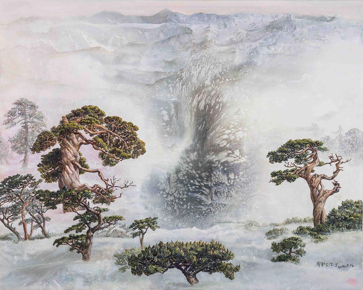 阳坡风暖雪初融 2014复合媒材、麻布 80.5×100.5cm (40F)