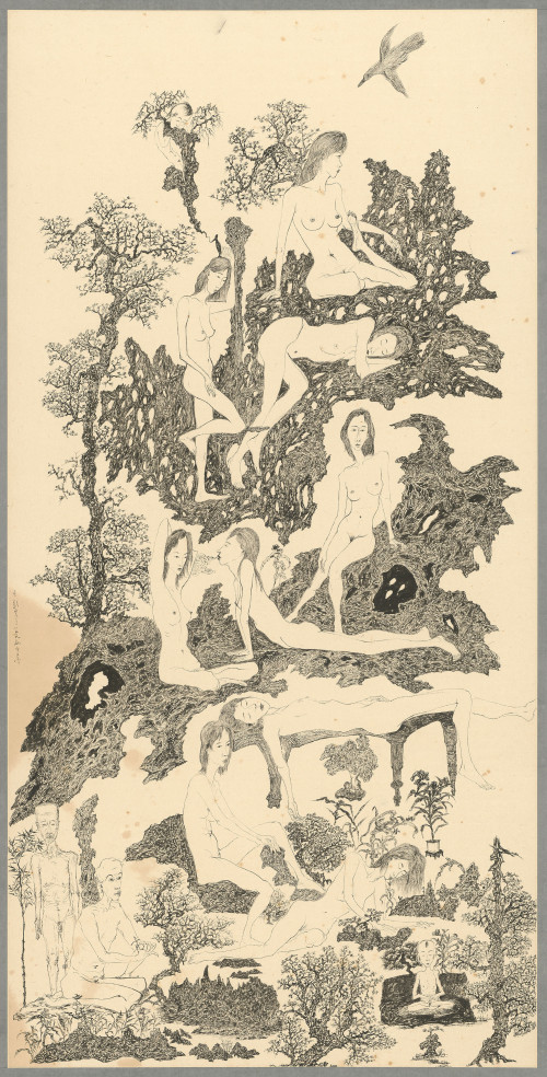 007_ 慾望山水：枯木逢春 ll, 水墨、紙本 136.2x68.1cm(10.3才), 2000