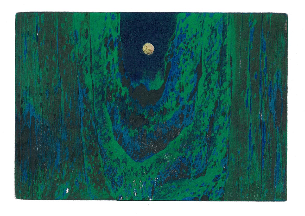 The Moon Woodcut/ Relief print 15.5x22.5cm