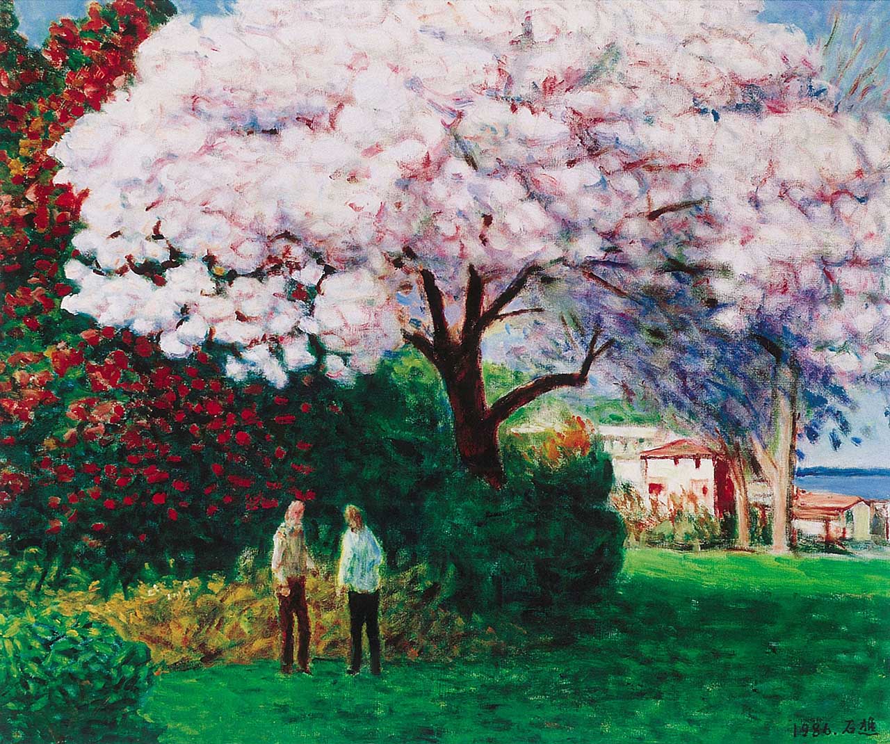 湖邊的櫻花 Oil on canvas 20F