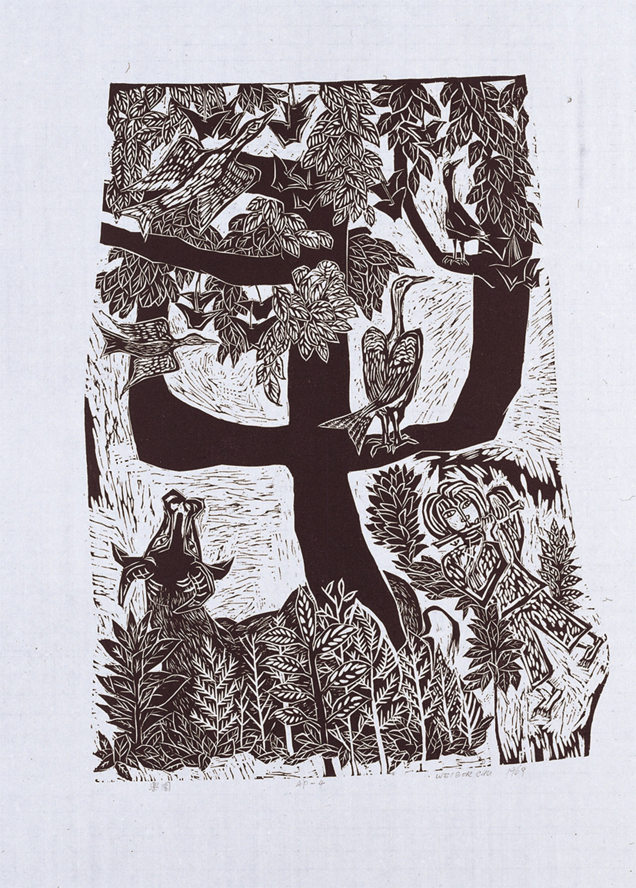 Paradise Woodcut 91x71.5cm