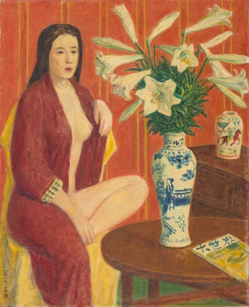 Lee Shih-Chiao
White Lilies and Bathing Woman
1980
Oil on canvas 
65×53cm

 