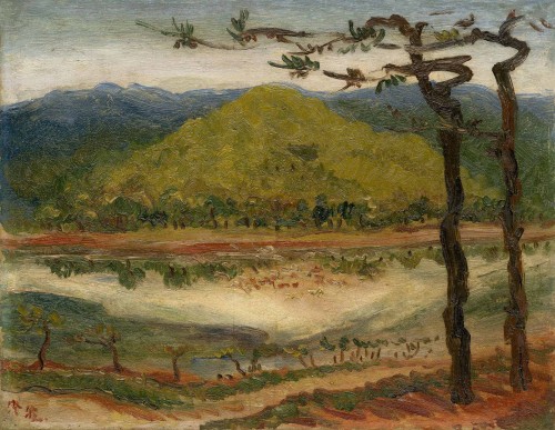 Chen Cheng-po
Mountain View in Front of a Pond 
Unknown Period
Oil on canvas 
32×41cm

 