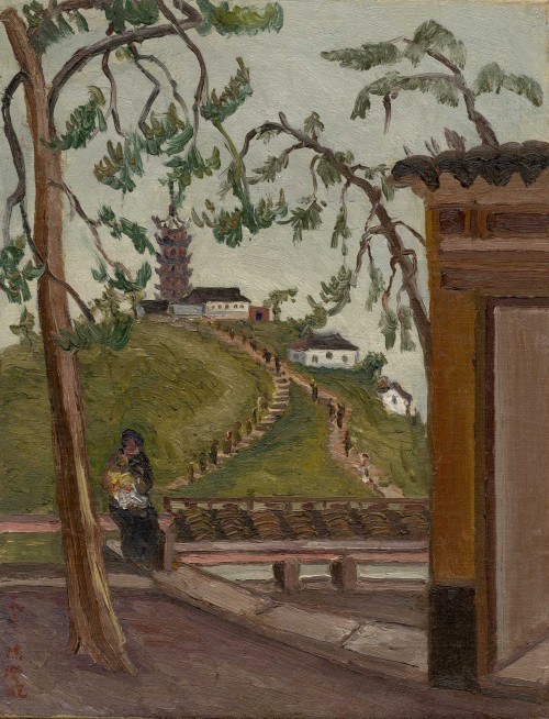 Chen Cheng-po
At the Foot of Pagoda Hill
1933
Oil on canvas 
41×31.5cm 

 