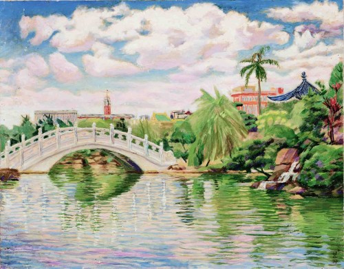 CHEN Houei-Kuen
 Overlook Taipei City at Chiang Kai-Shek Memorial Hall
1983
Oil on canvas 
91×116.7cm
103.8×129.5cm
(with frame)

 