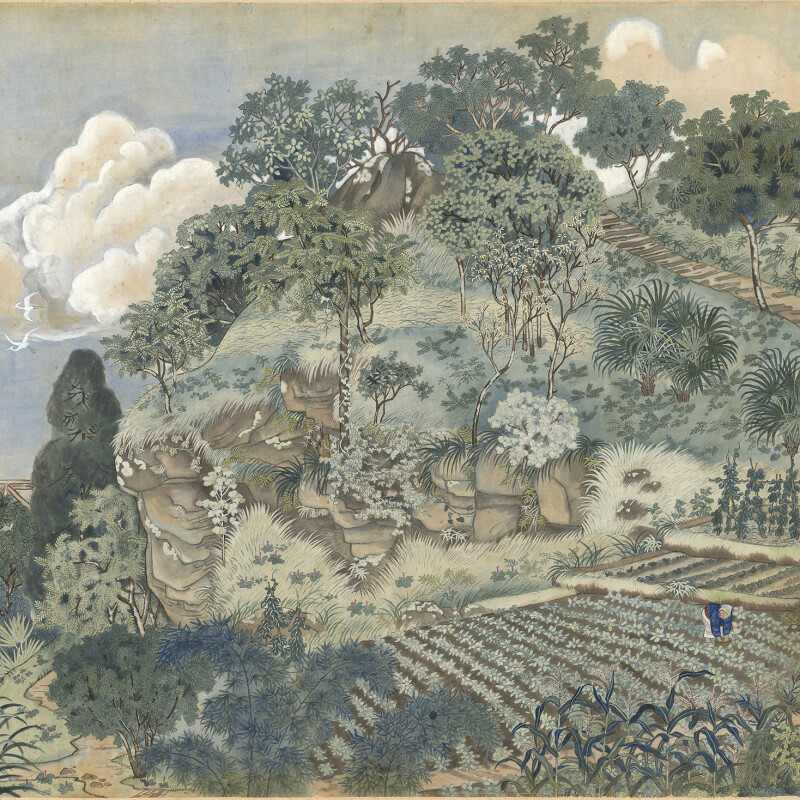 郭雪湖_圓山附近（色稿）_1929_彩墨、紙_96×179cm_小