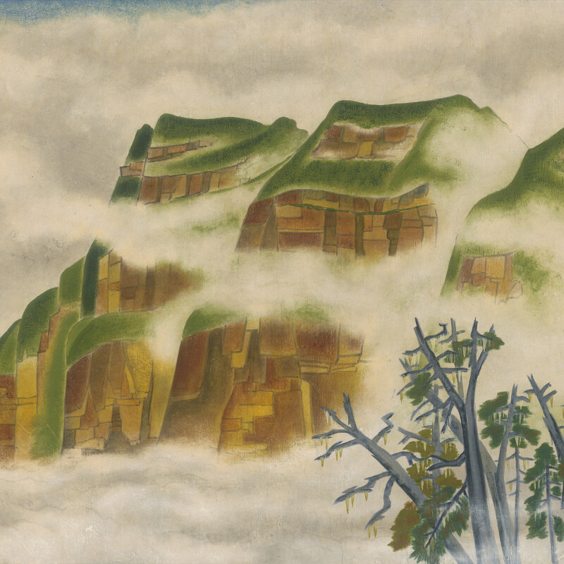 郭雪湖_塔山煙雲_1956_膠彩、紙_72×95cm_小