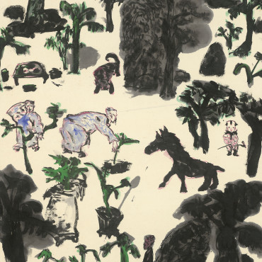041_人物・樹石・怪獸,134.6x68.9cm(10.3才), 1988