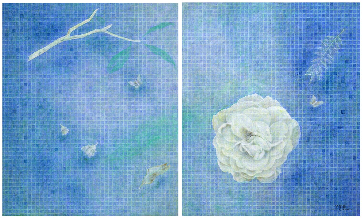 金芬華 藍 油彩畫布 72.5x60.5cm x2
