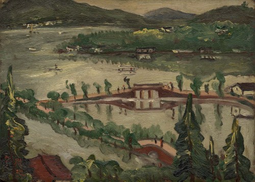 陳澄波 
湖與舟
 1930s
木板油彩 
24×33cm (4F)

 